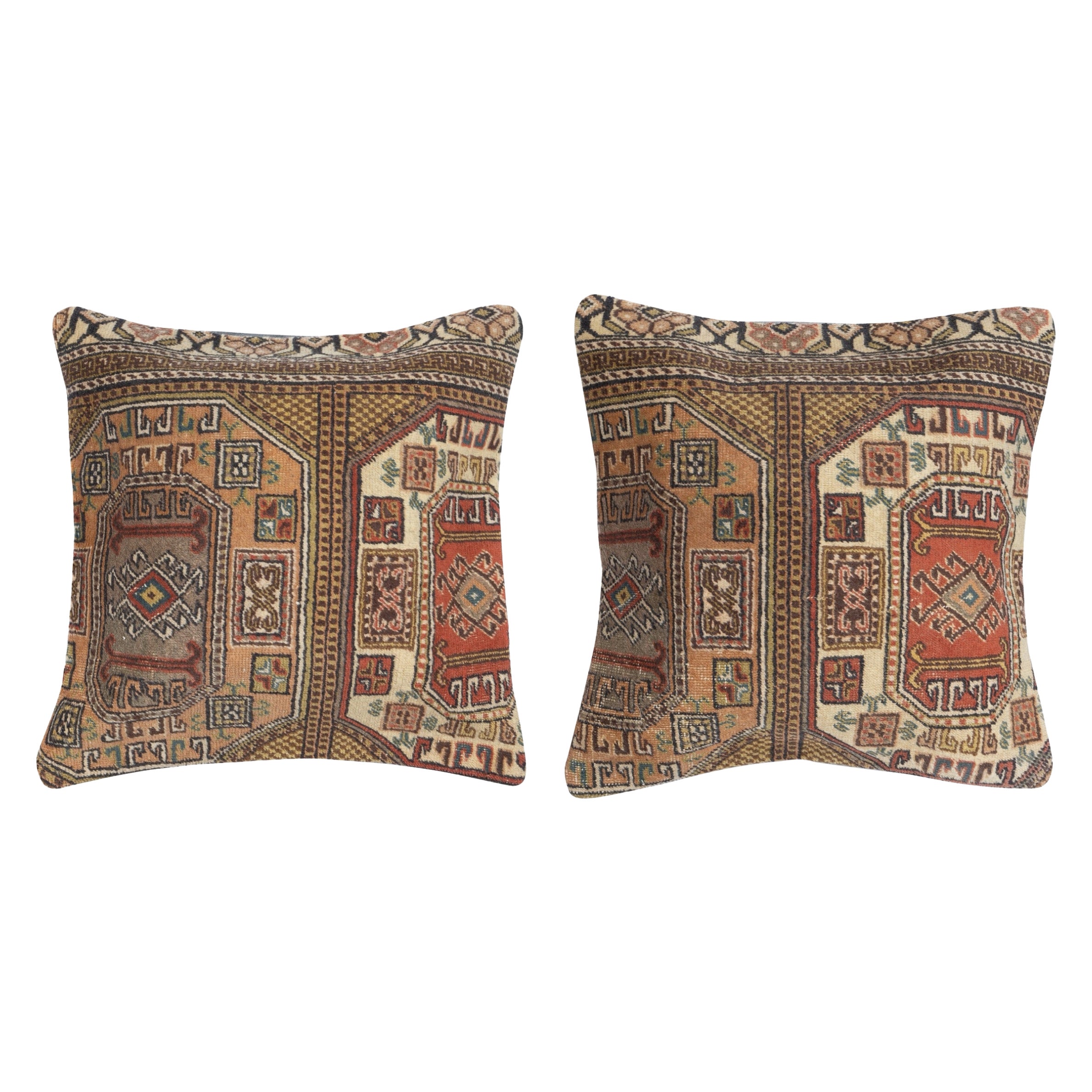 24"x24" SET OF 2 - Vintage Cushion Covers. Handmade Rug Pillows. Throw Pillows