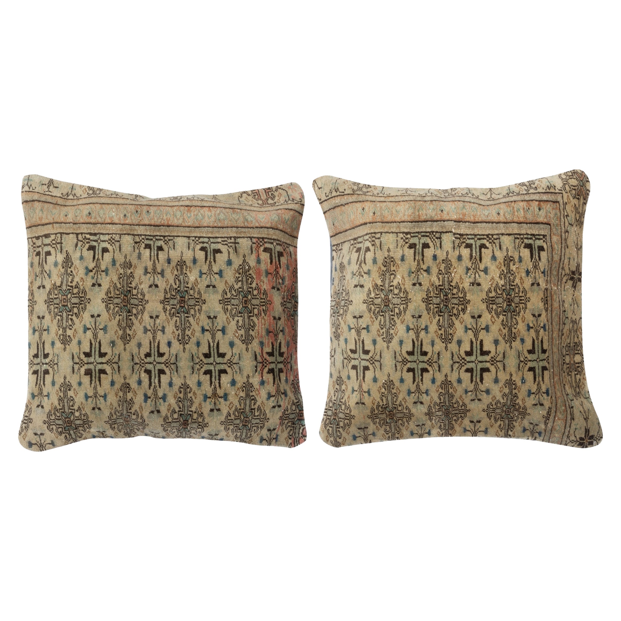 24 "x24" SET OF 2 - Vintage Toss Pillow Covers. Handgefertigte Teppich-Kissenbezüge
