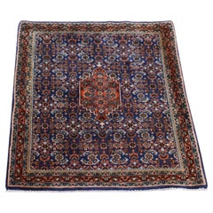 2'4"x2'4" Yale Blau Vintage Persischer Bidjar-Wollteppich Handgeknüpft 300 KPSI Quadratischer Teppich in Yale
