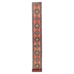 Tapis de couloir Oushak turc ancien, de couleur pêche, en pure laine, noué à la main, 71 cm x 7,7 m