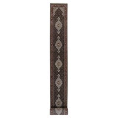 Tappeto orientale in lana morbida annodato a mano nero ricco 2'4 "x27'1"
