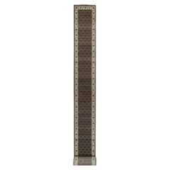 2'4"x27'7" Tricorn Black Tebraz Mahi Hand Knotted 175 KPSI XL Runner Wool Rug