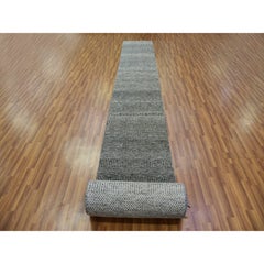 2'4"x27'9" Monument Gray Hand Knotted Undyed Wool Grass XL Runner Oriental Rug