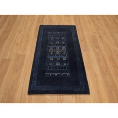2'4"x4'7" Midnight Blue Lori Buft Gabbeh Modern Hand Knotted Wool Runner Rug