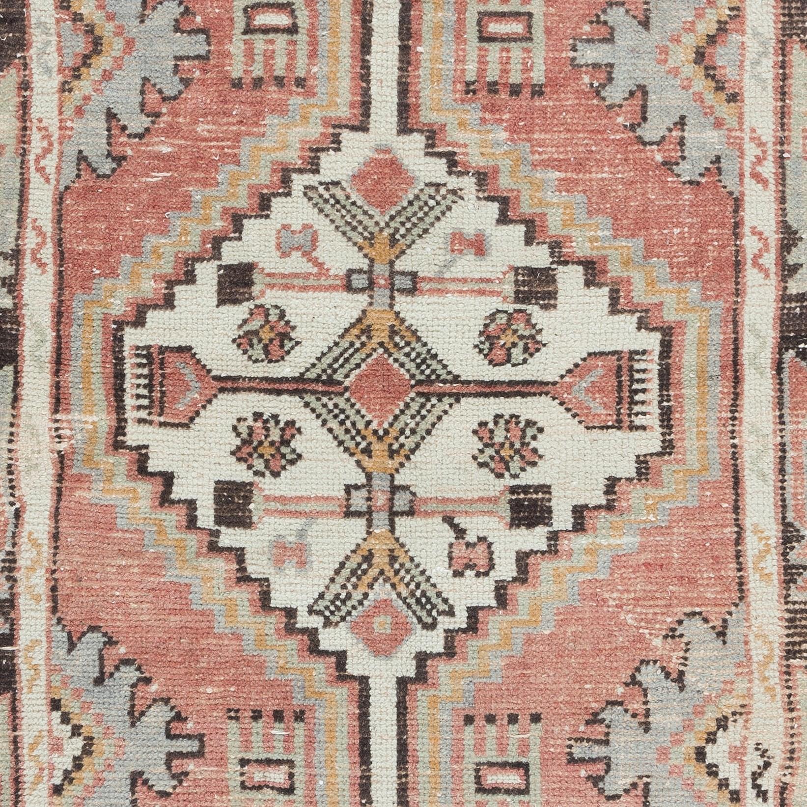 20th Century 2.4x4.8 Ft Vintage Turkish Scatter Rug, Hand Knotted Accent Rug, Tribal Door Mat For Sale