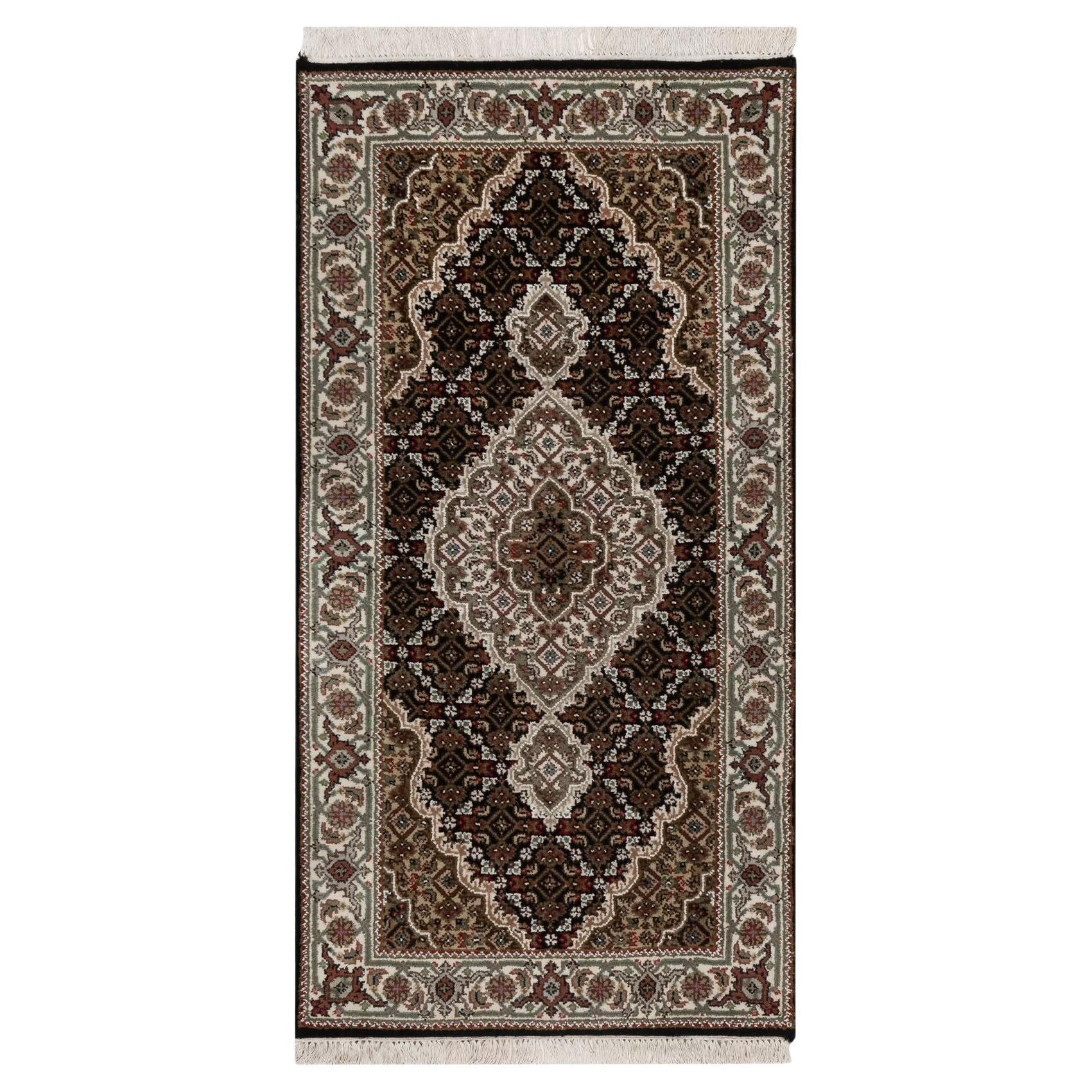 2
4"x4
9" Midnight Black Tabriz Mahi with Fish Medallion Design 100% Wool Rug