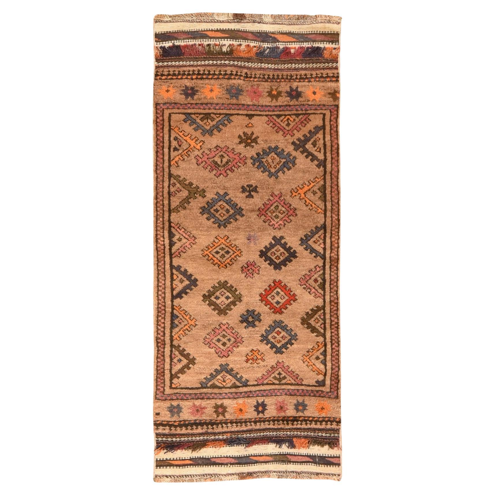 2'4 "x5'10" Braun Vintage Marokkanische Berber Reine Wolle Handgeknüpft Läufer Teppich