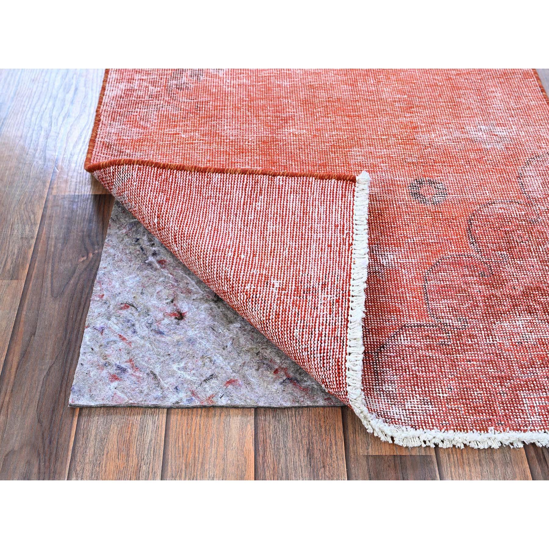 Bohémien Tappeto Runner in pura lana Tabriz persiano vintage sovratinto rosso annodato a mano 2'4 