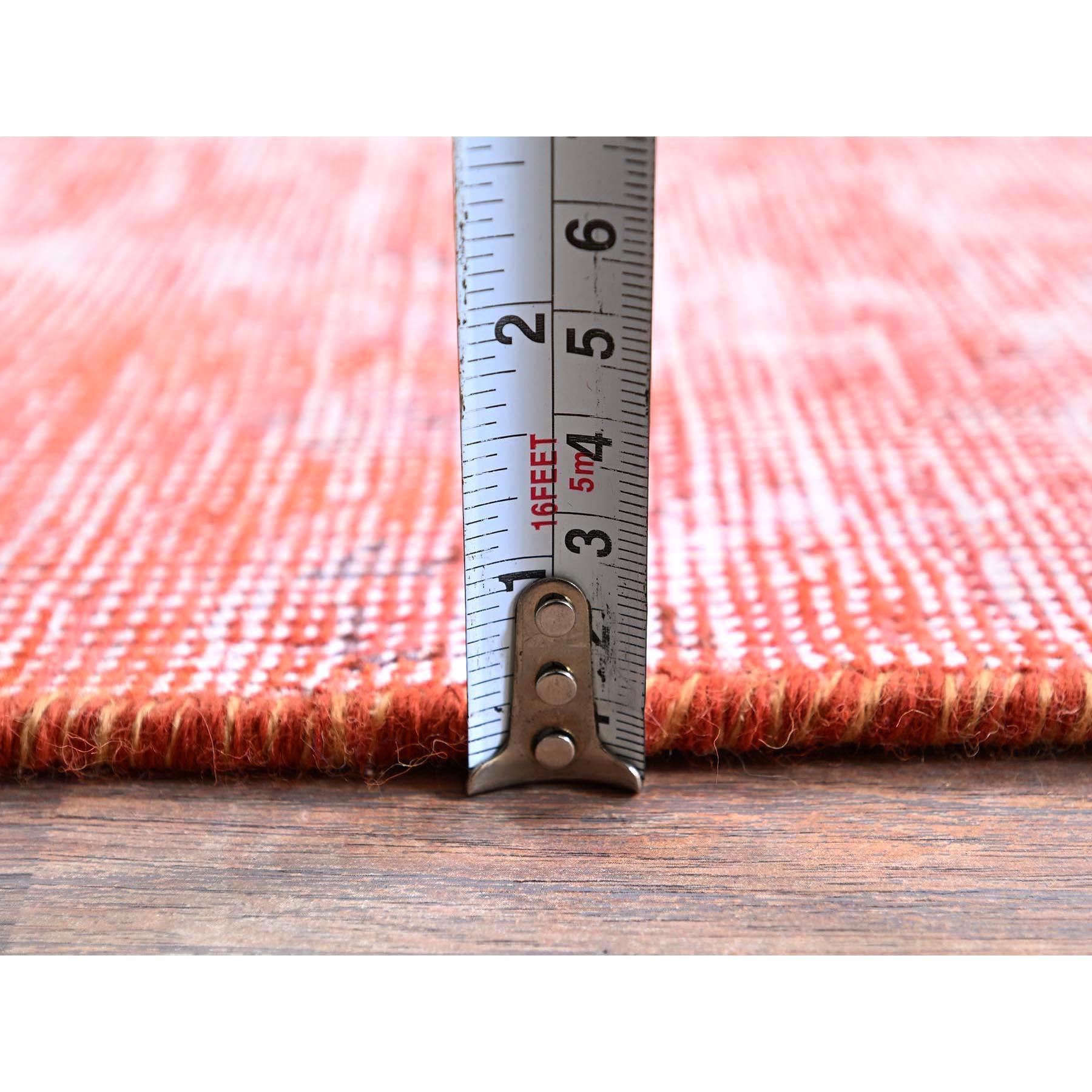 Tappeto Runner in pura lana Tabriz persiano vintage sovratinto rosso annodato a mano 2'4 