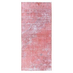 2'4"x5'6" Red Overdyed Vintage Persian Tabriz Hand Knotted Pure Wool Runner Rug