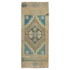 2.4x5.9 Ft Tribal Hand-Knotted Oriental Rug, Vintage Small Runner from Turkey