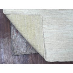 2'4"x6' Ivory Plain Solid Pattern Hand Knotted Ghazni Wool Runner Oriental Rug