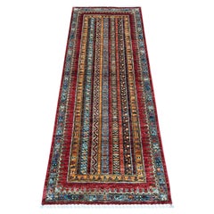 2'4"x6'1" Berry Red Afghan Super Kazak with Shawl Design Hand Knotted Wool Rug