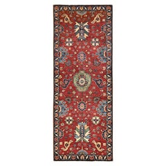 2
4"x6
3" Auburn Red Antique Heriz Design Pure Wool Hand Knotted Runner Rug