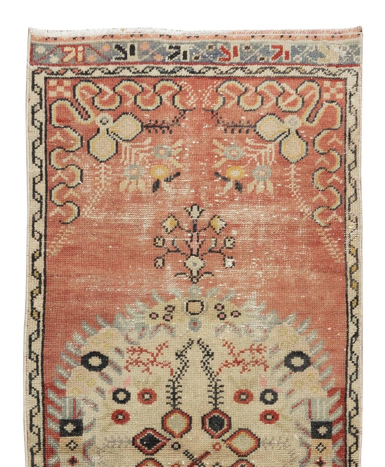 Hand-Woven 2.4x6.3 Ft Tribal Style Handmade Oriental Rug, Vintage Wool Carpet from Turkey