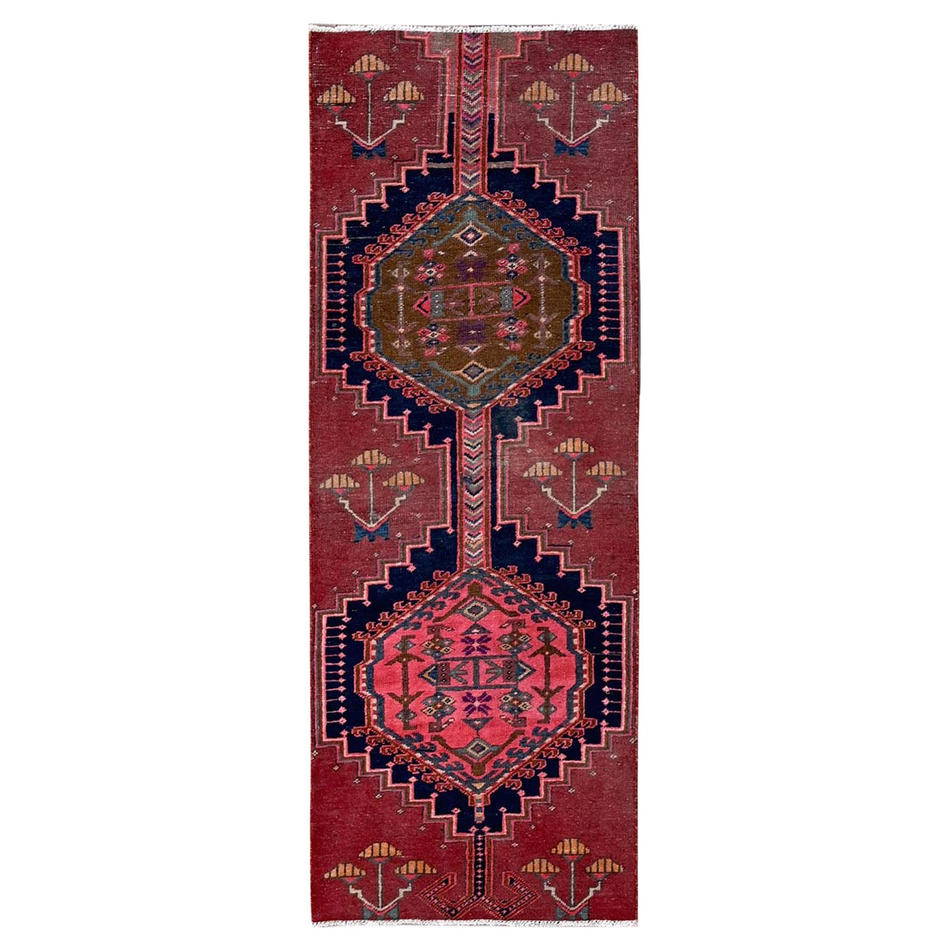 2'4"x6'5" Blush Red Vintage Northwest Persian 100% Wool Hand Knotted Runner Rug