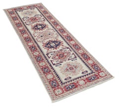 2.4x6.6 ft Tappeto da corridoio annodato a mano. Tappeto Runner in lana beige per la cucina