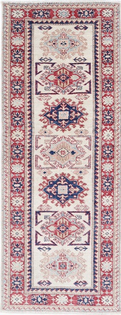 2.4x6.6 ft Tappeto da corridoio annodato a mano. Tappeto Runner in lana beige per la cucina