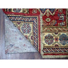 2'4 "x6'9" Ziegelroter handgeknüpfter afghanischer Super Kazak Stammes-Medaillons Wollteppich