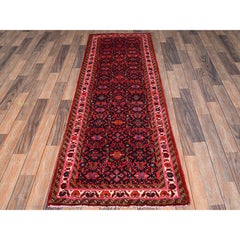 2'4"x7' Rose Red Soft Wool New Persian Hussainabad Hand Knotted Runner Rug