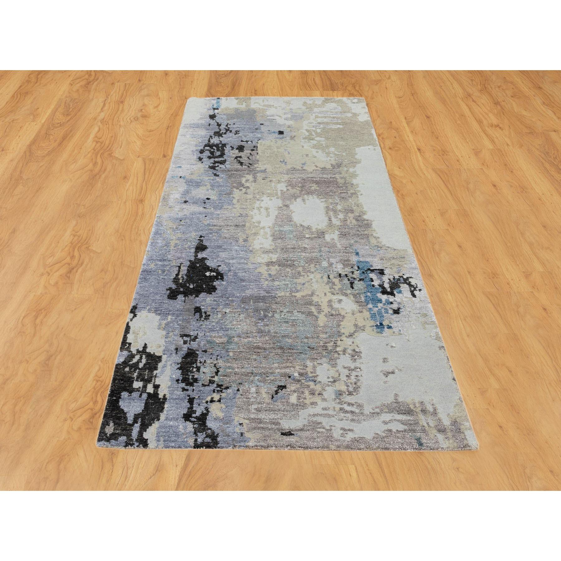 This is a truly genuine one-of-a-kind Gray Abstract Design Wool And Silk Runner Hand Knotted Oriental Rug. It has been Knotted for months and months in the centuries-old Persian weaving craftsmanship techniques by expert artisans.
Primary materials: