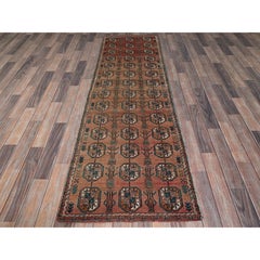 2'4"x7'8" Bisque Brown Vintage Persian Shiraz Hand Knotted All Wool Runner Rug