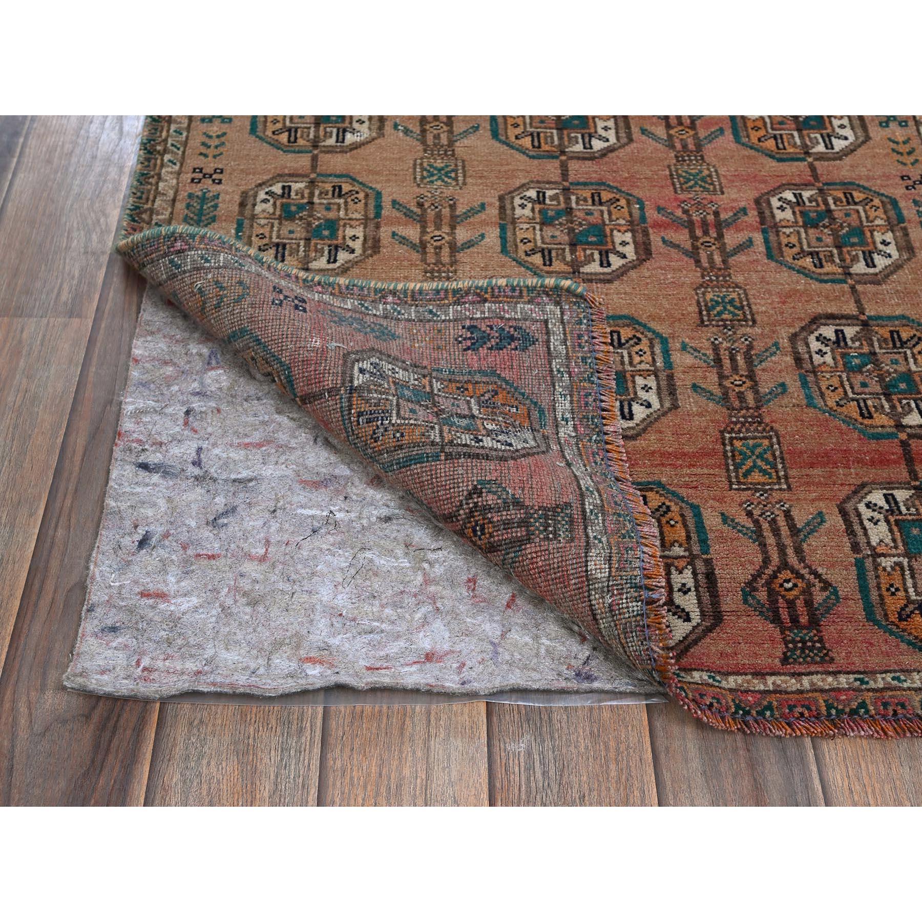 Bohémien Tappeto Runner in lana vintage persiano Shiraz annodato a mano 2'4 