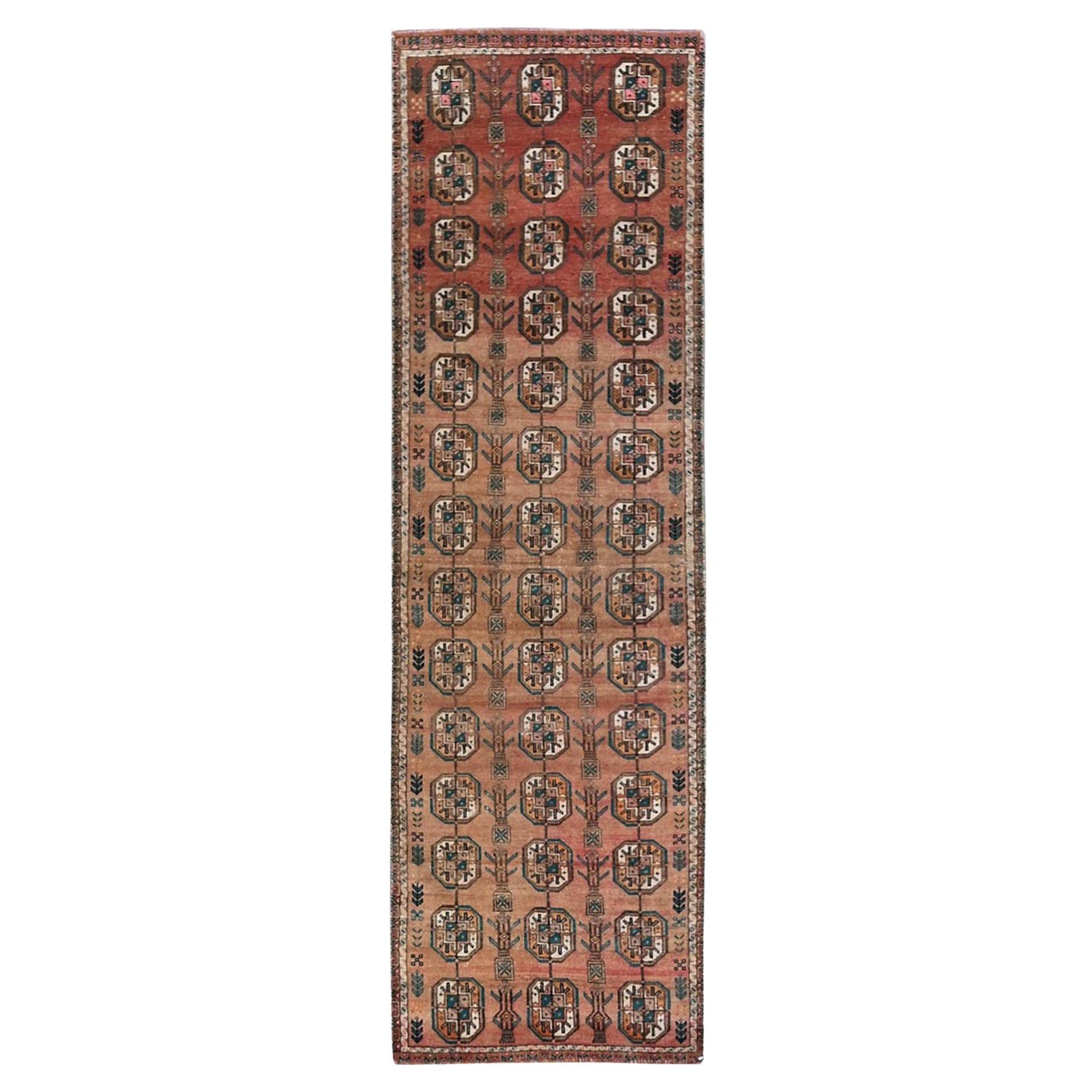 Tappeto Runner in lana vintage persiano Shiraz annodato a mano 2'4 "x7'8" Bisque Brown