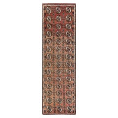 2'4"x7'8" Bisque Brown Vintage Persian Shiraz Hand Knotted All Wool Runner Rug