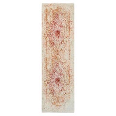 2'4"x8' Hand Knotted Pink Persian Erased Design Wool and Pure Silk Runner Rug