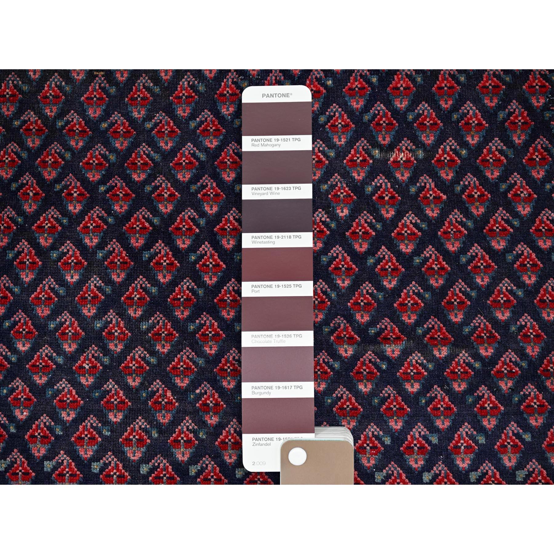 Perse Tapis oriental vintage persan Tabriz noué à la main rouge vin 2'4