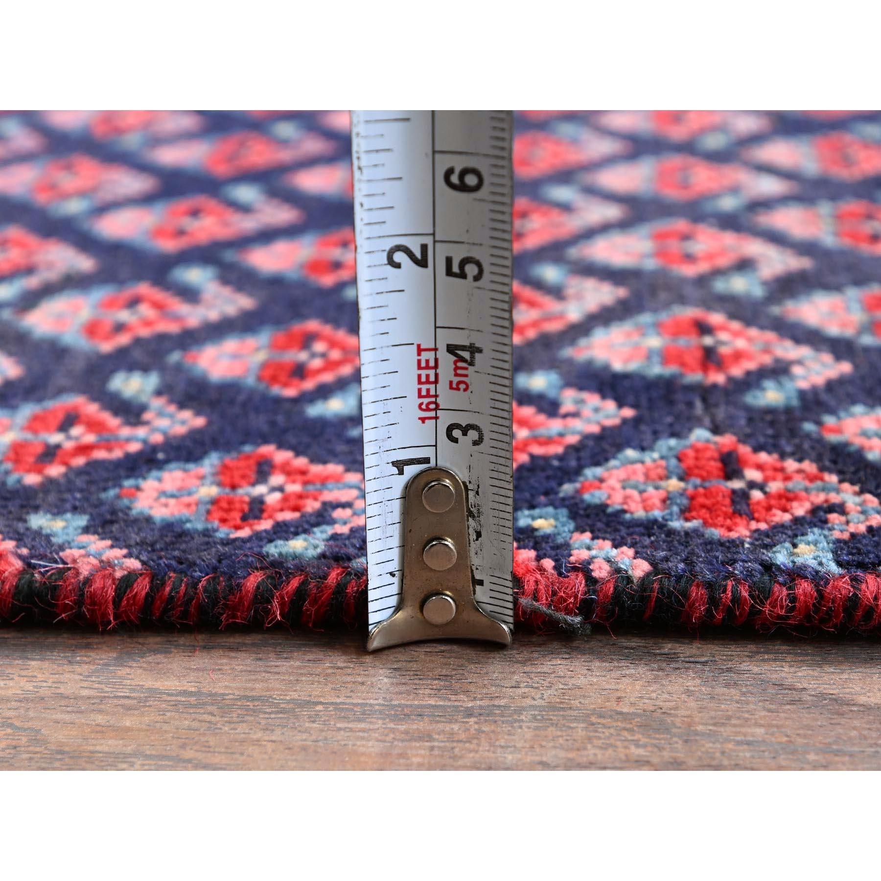 Tapis oriental vintage persan Tabriz noué à la main rouge vin 2'4