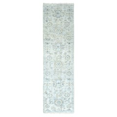 2'4"x8'8" Gray Supple Collection Oushak Design Hand Knotted Pure Wool Runner Rug