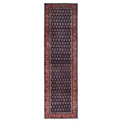 2'4"x9' Blue Vintage Persian Tabriz Tree Design Hand Knotted All Wool Runner Rug