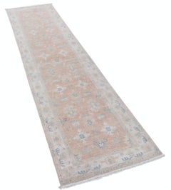2.4x9.5 ft Floral Hallway Runner. Kitchen Runner Rug. Handknotted Corridor Rug