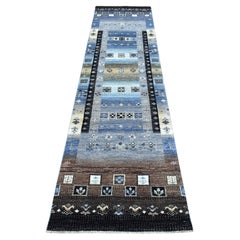 Tappeto in lana morbida Kashkuli Gabbeh grigio annodato a mano con disegno pittorico 2
4 "x9
9"