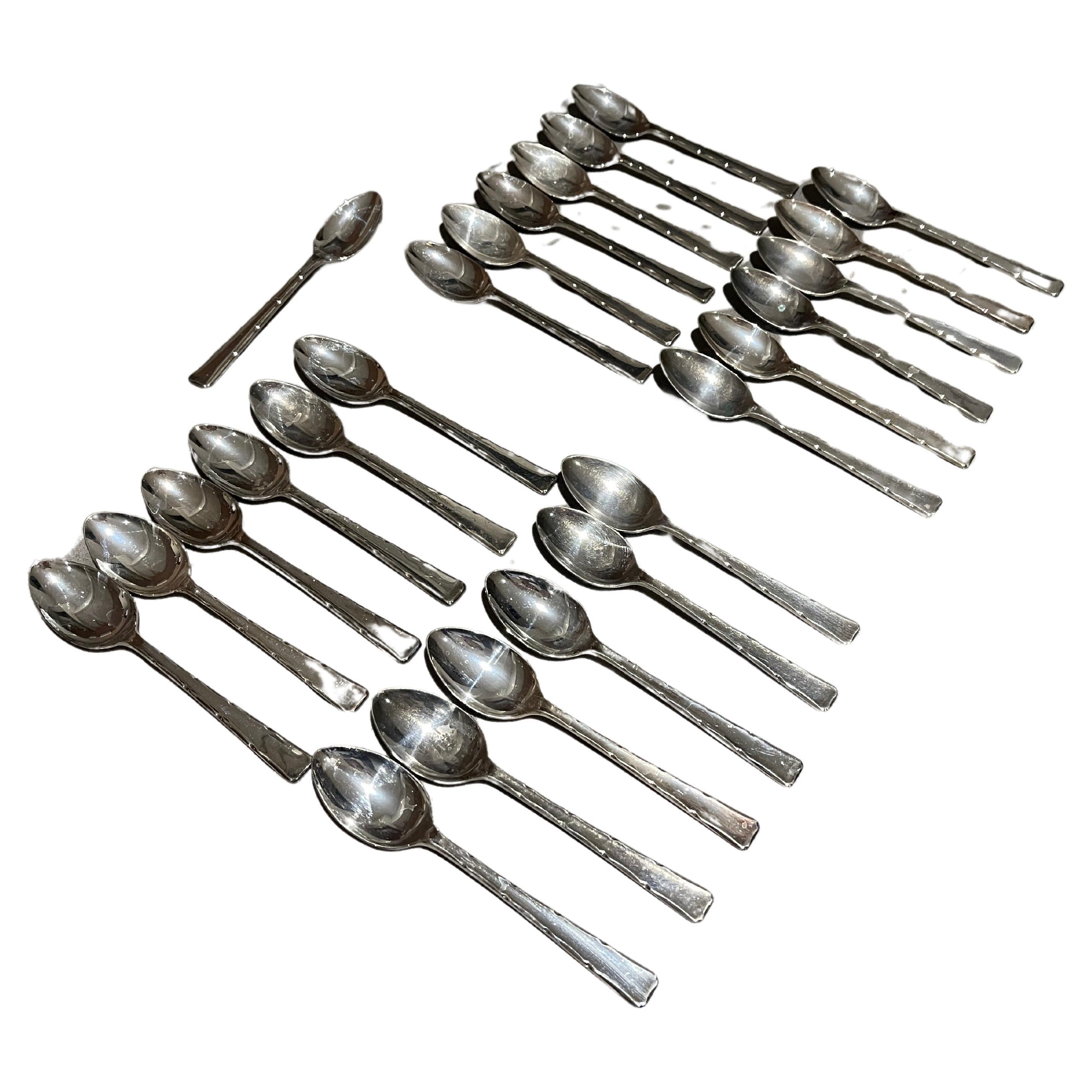 25 Antique Spoon English Silver Demitasse Coffee Tea Spoons 4 Set of 6 For Sale
