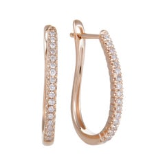 .25 Carat 14 Karat Rose Gold Diamond Oval Hoop Earrings