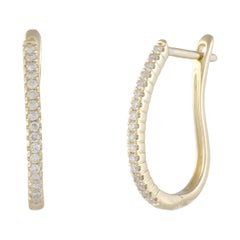 .25 Carat 14 Karat Yellow Gold Diamond Oval Hoop Earrings