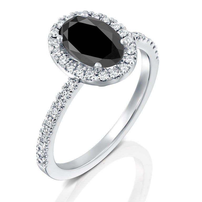 2.5 Carat 14 Karat White Gold Certified Oval Black Diamond Engagement Ring  For Sale at 1stDibs | 2.5 carat black diamond ring, oval black diamond ring,  certified black diamond engagement rings