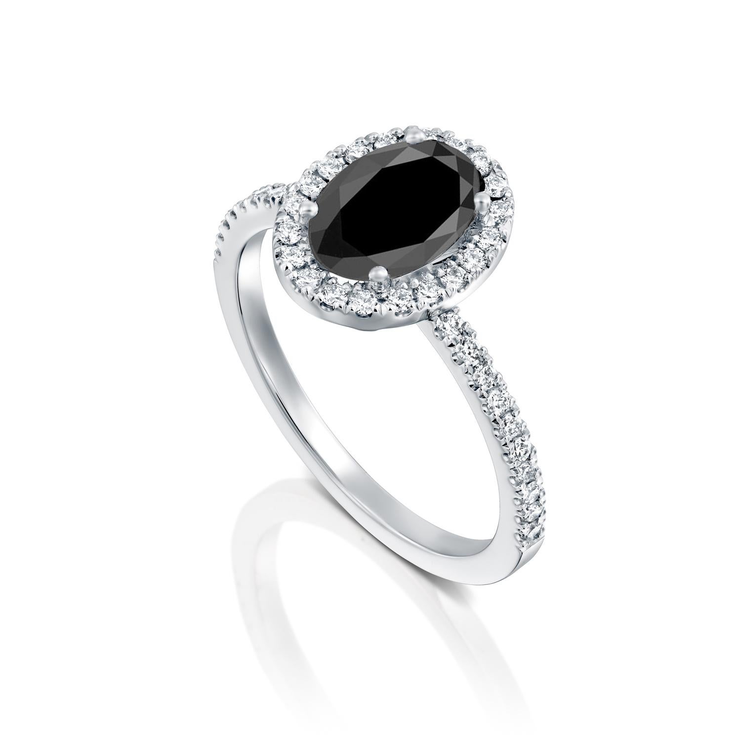 oval black diamond ring