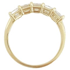 2.5 Carat 5 Stone Emerald Cut Diamond 18 Carats Yellow Gold Band Ring