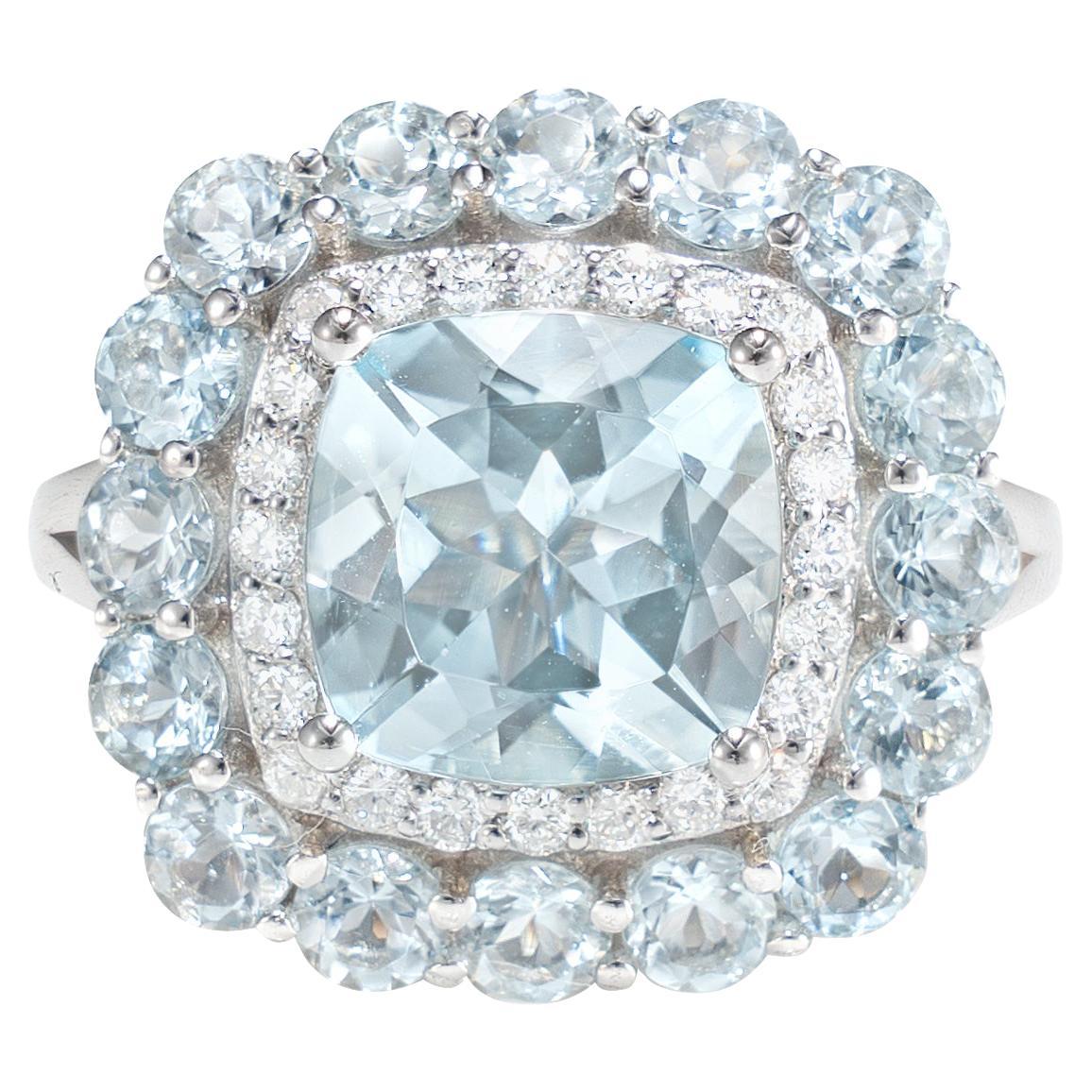 Sunita Nahata Aquamarine 2.50ct. Fancy Ring in 18Karat White Gold with Diamond.