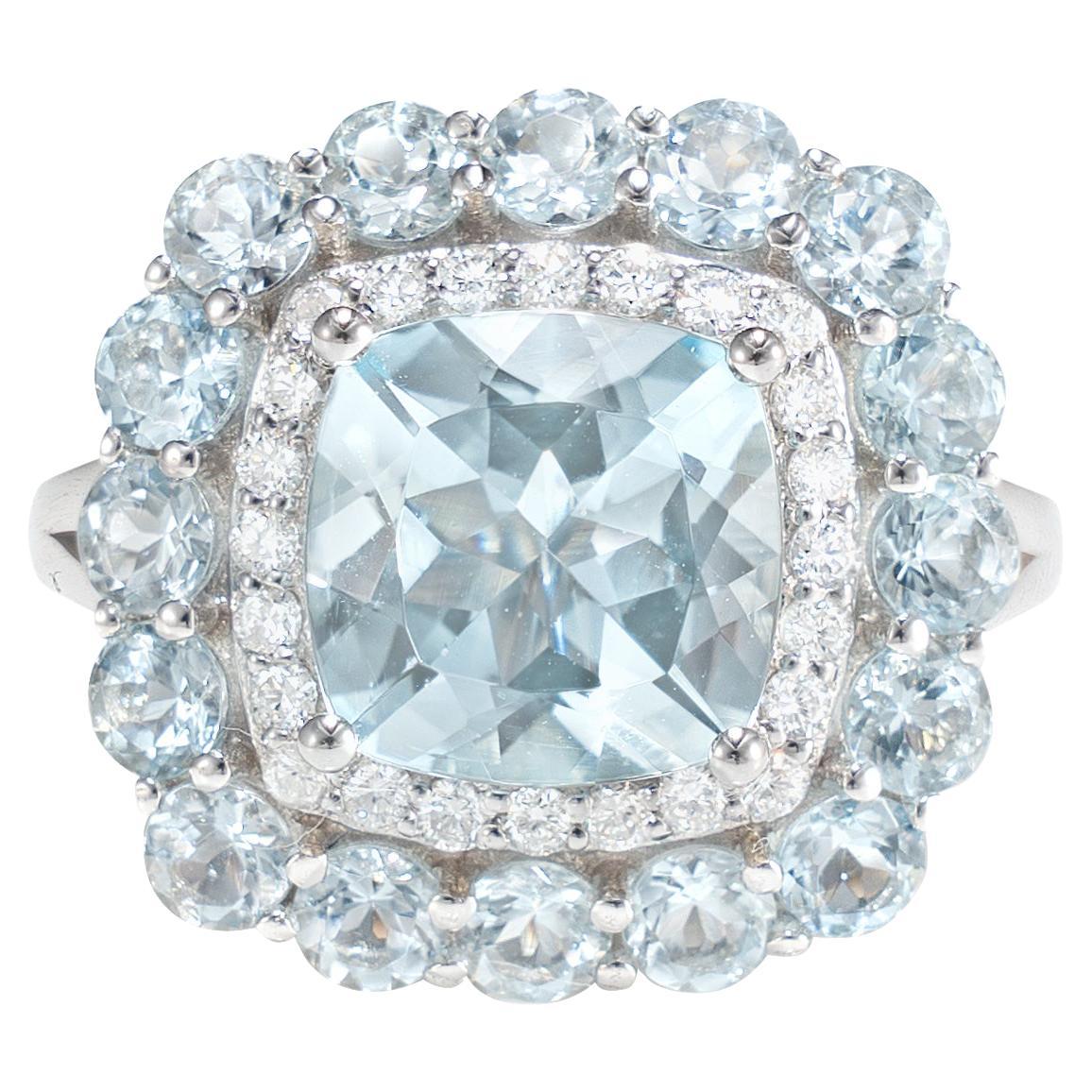 2.5 Carat Aquamarine and Diamond Ring in 18 Karat White Gold