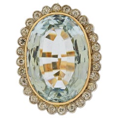 25 Carat Aquamarine Diamond Gold Cocktail Ring