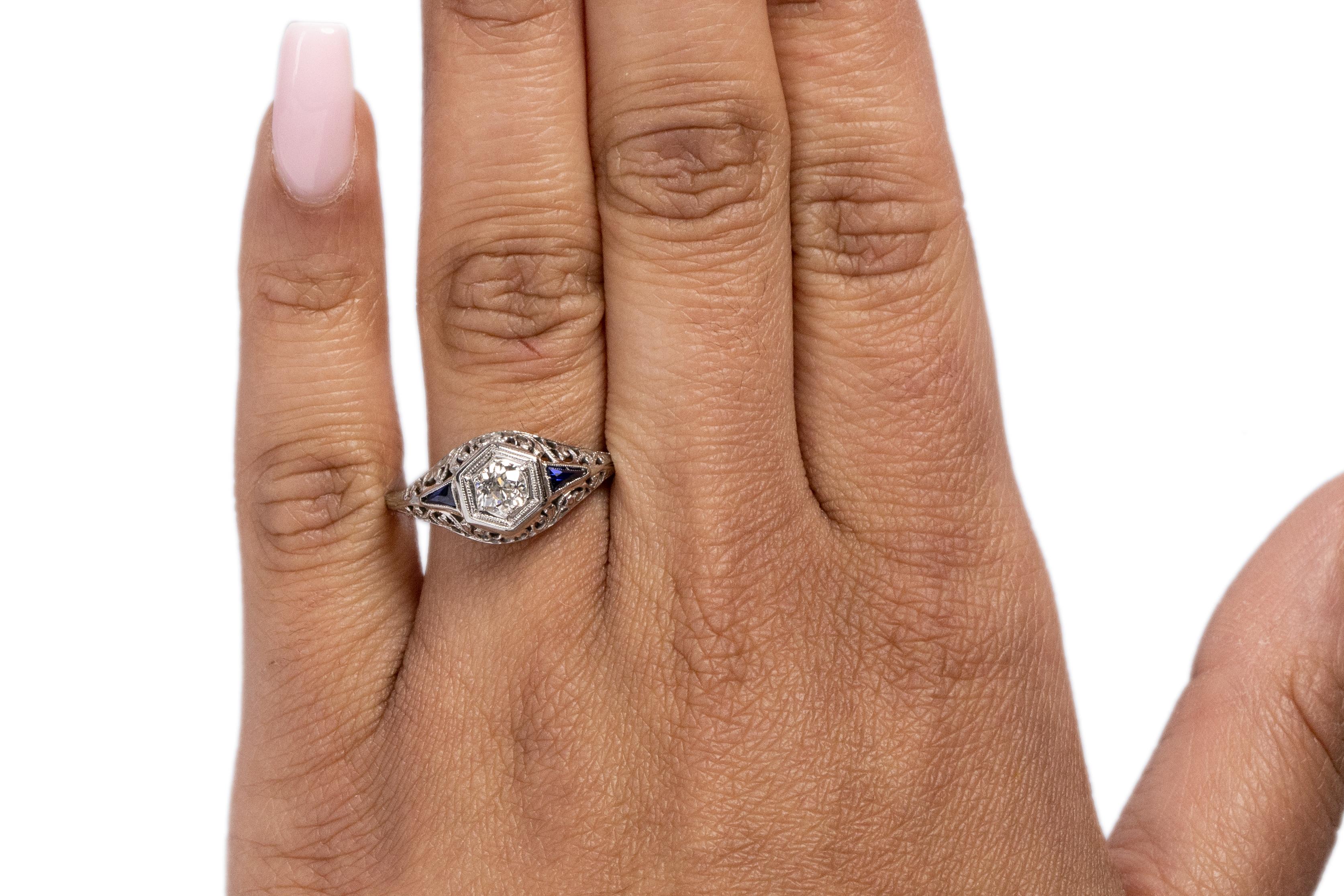 Women's .25 Carat Art Deco 18 Karat White Gold Diamond Engagement Ring