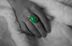 25 Carat Australian Chrysoprase Cocktail Ring in Yellow Gold by Alexander Leyser