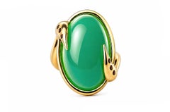 25 Carat Australian Chrysoprase Cocktail Ring in Yellow Gold by Alexander Leyser