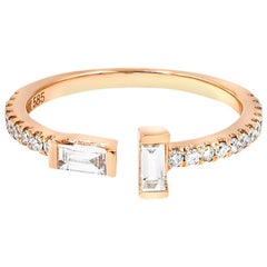 .25 Carat Baguette and .25 Carat Brilliant Cut Diamond 14 Karat Rose Gold Ring