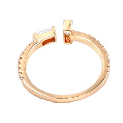 .25 Carat Baguette and .25 Carat Brilliant Cut Diamond 14 Karat Rose Gold Ring